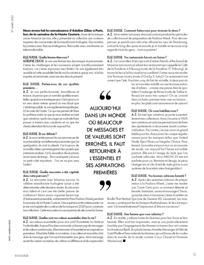 Revue de presse Adeline Ziliox