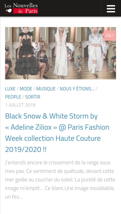 Revue de presse défilé couture "Black Snow & White Storm"